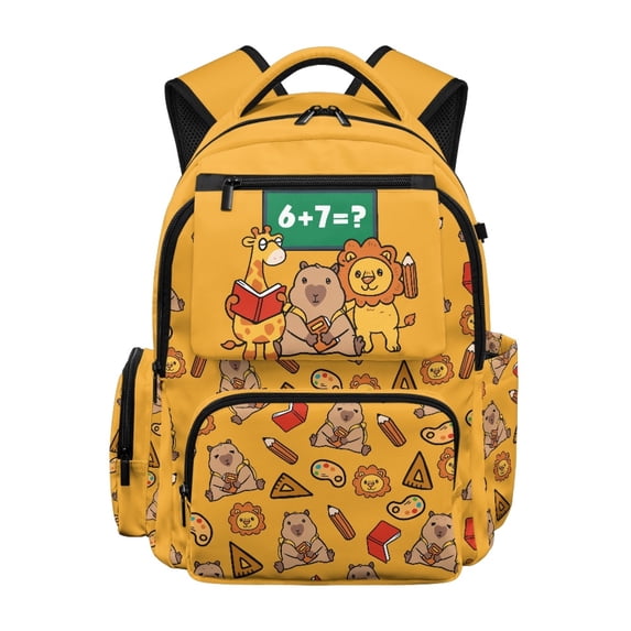 FUIALDOLG Cute School Animals Pattern Lightweight Bookbags with Large Capacity Breathable Kids School Bag, Soft Padded Strap 17 Inch School Bookbags for Travel Elementary