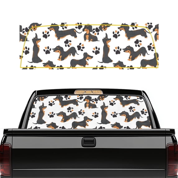FUIALDOLG Dachshunds Vinyl Car Rear Windshield Sunshade, 66.9 x 22.4 Inches Quick Install Removable Truck Rear Window Decal for Most Pickup Trucks