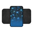 thumbnail image 1 of FUIALDOLG Dark Blue Floral Print Car Armrest Cover, Stretch Polyester Handrail Box Cover with Side Pocket for Vehicles Interior, 1 of 6