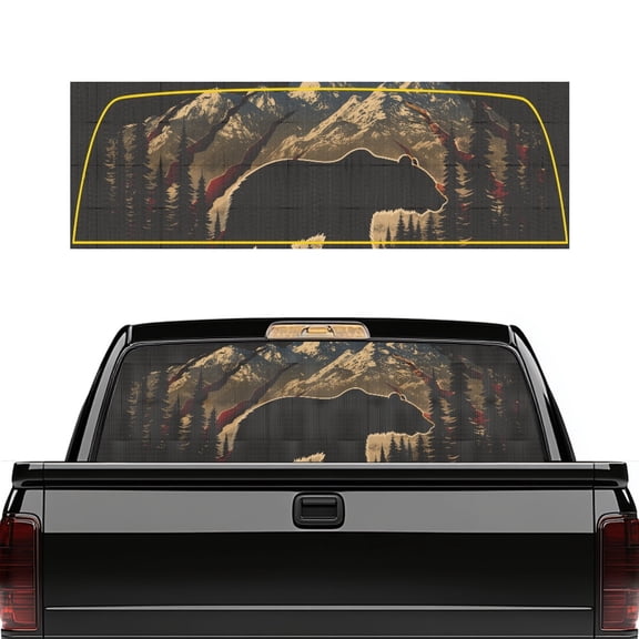 FUIALDOLG Desert Mountain Rear Window Decals for Trucks, Rear Window Graphic Perforated Polyester Window Film Truck Back Window Decal(66.93" X 22.44")