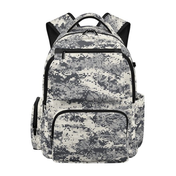 FUIALDOLG Digital Camo Pattern Bookbag with Waterproof Multiple Compartments Kids Backpack, Multi Pocket 17 Inch School Bag for Travel Back to School Camping