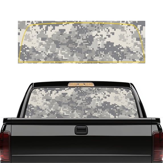 FUIALDOLG Digital Camouflage Pickup Truck Rear Window Decal 66.9" x 22.4", Fade Resistant Sun Proof Perforated Vinyl Stickers for Most Trucks