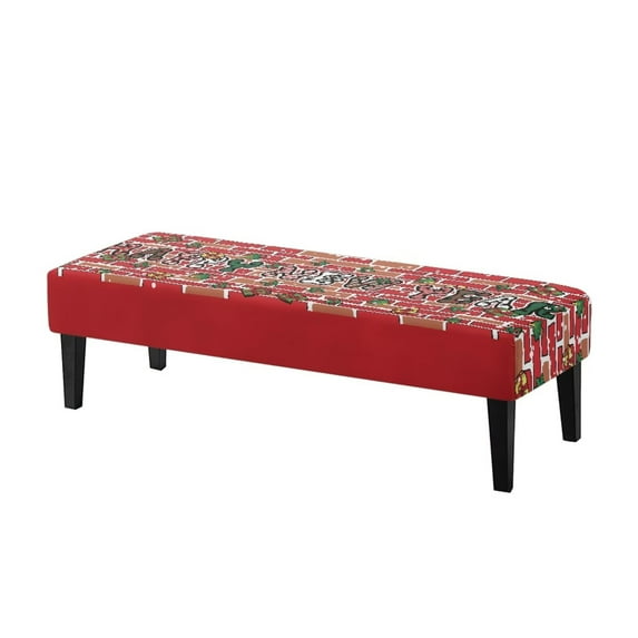 FUIALDOLG Dining Bench Covers, Red Brick Printed Stretch Seat Cushion Covers Removable Washable Bench Slipcover, Rectangle Seat Protector for Dining Room, Living Room, Bedroom, Kitchen