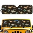thumbnail image 1 of FUIALDOLG Dinosaur Front Windshield Sunshade Accordion Folding Style Auto Shade for Car Off-road Vehicle Blocks UV Rays Sun Visor Protector Keeps Your Vehicle Cool - 52.95x16.14 inches, 1 of 7