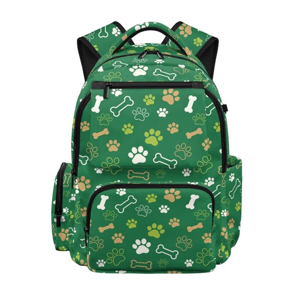 FUIALDOLG Dog Paw & Bone Pattern School Bag with Pockets Padded Straps Kids School Backpack for Girls, Waterproof 17 Inch Zaino per ragazze for Middle School Travel High School