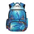 thumbnail image 1 of FUIALDOLG Dolphin Ocean Scene Print Multi Pocket School Bookbag with Multi-Pocket Lightweight Book Bag, Portable 17 Inch School Bag for Daily Use Primary School, 1 of 7