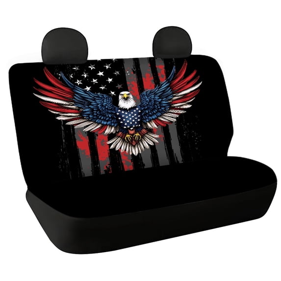 FUIALDOLG Eagle American Flag Print, Easy to Care Rear Bench Seat Cover 2pcs Waterproof Non-Slip Car Seat Covers for Car Interior Travel