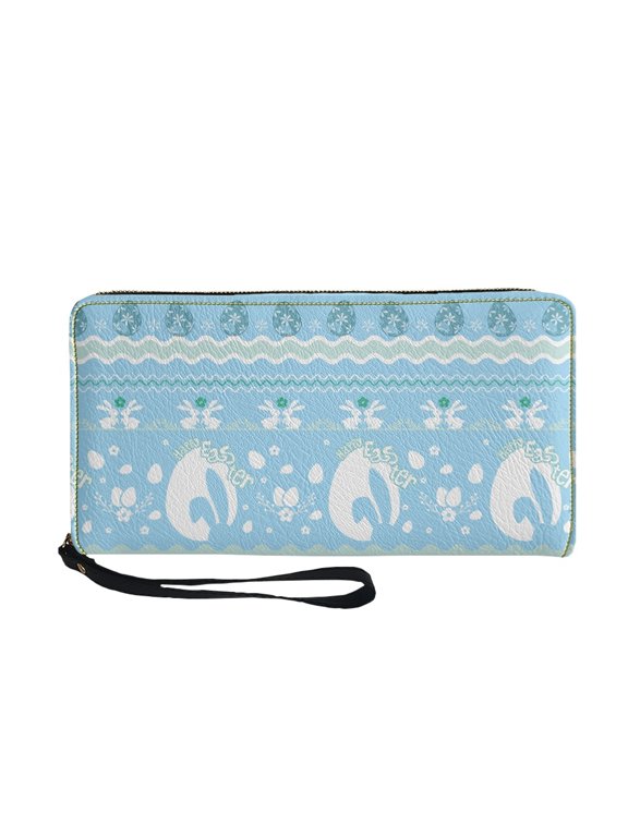 Easter Bunny Ears Zipper Women Long Wallets for Travel Dating Shopping, PU Large Capacity Long Purse
