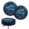 thumbnail image 1 of FUIALDOLG Easy to Clean Bar Stool Seat Covers, Blue Starry Dolphin Floral Polyester Soft Kitchen Chair Cover for Coffee Shop Home, 1 of 6