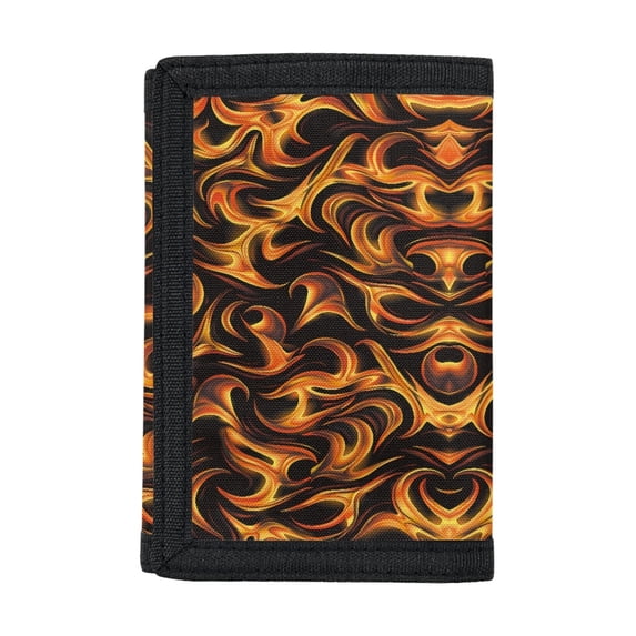 FUIALDOLG Elastic Polyester Trifold Children's Money Wallets with Slim Lightweight Teen Wallets for Outdoor, Orange Flame Children's Wallet