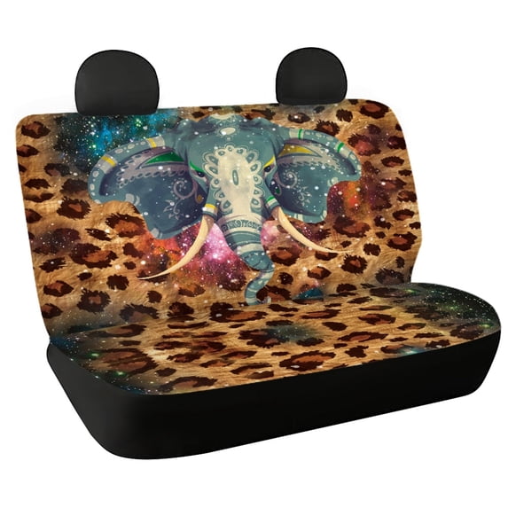 FUIALDOLG Elephant Leopard Galaxy Full Wrap Car Seat Cover for Car Interior Automotive, Comfortable Rear Bench Seat Covers Stretch Car Back Seat Cover Protectors