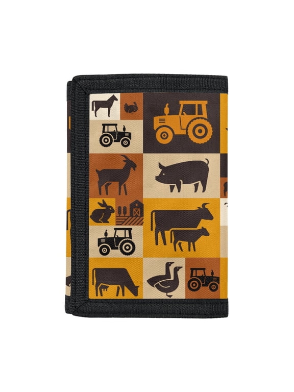 Farm Animal Design Youth Wallet, Elastic Polyester Children's Wallet for School, Lightweight Protective Coin Organizer