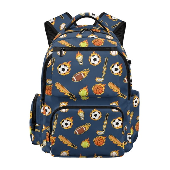 FUIALDOLG Fire Sports Breathable School Bag for Elementary School Sports, Water Repellent Durable Polyester Zaino per ragazze