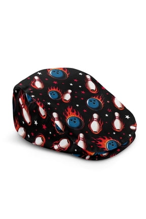 Flaming Bowling Print Soft Beret Hat, Wrinkle-Resistant All-Match Polyester Newsboy Hat for Driving Outdoor Street