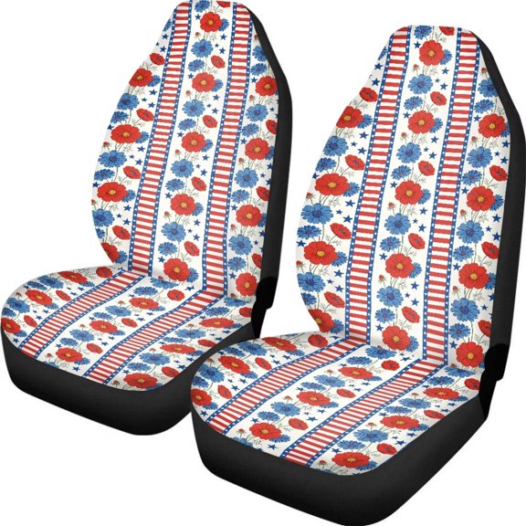FUIALDOLG Floral Car Front Seat Cover Set Pack of 2 1776-2026 250Th Anniversary Seat Cushion Water Proof Vehicle Interior Accessories Fit Most Vehicles, Cars, Truck, SUV, Van