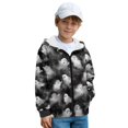 thumbnail image 1 of FUIALDOLG Full Zip Up Cropped Hoodies for Girls Halloween Ghost Print Teen Boys Cozy Grey Long Sleeve Full-Zip Sweatshirts Jackets with Pockets, Size M, 1 of 7