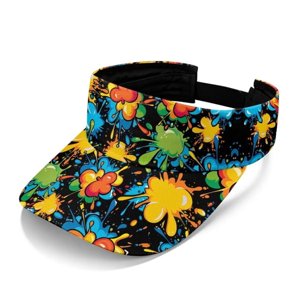 FUIALDOLG Funny Graffiti Print Women Men Visor Hat Adjustable Open Top Breathable for Beach Golf Walking Outdoor Sports