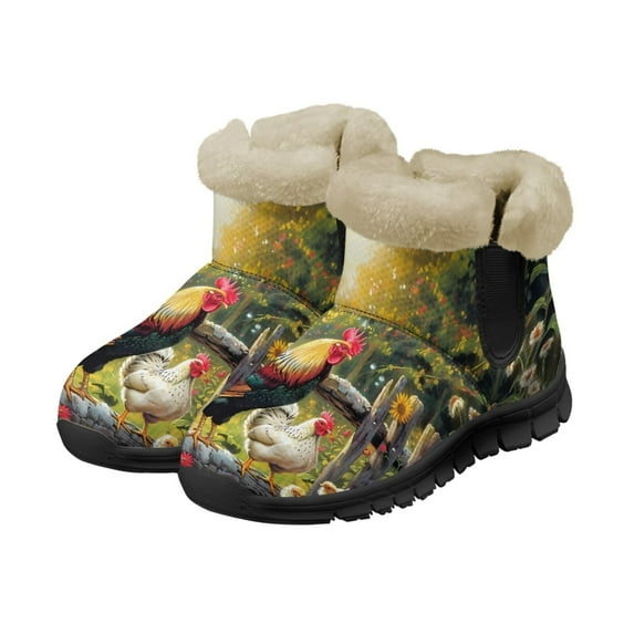 FUIALDOLG Fur Lined Boots for Women Winter Snow Ankle Booties Waterproof Rain Boots Warm Winter Warm Fuzzy Boots Comfort Snow Boots Slip On Shoes Outdoor