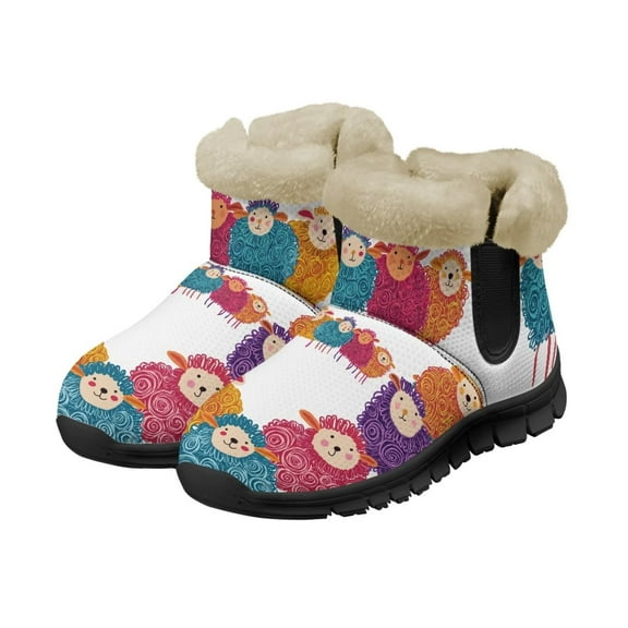 FUIALDOLG Fur Lined Boots for Women Winter Snow Ankle Booties Waterproof Rain Boots Warm Adjustable Slip On Shoes Outdoor