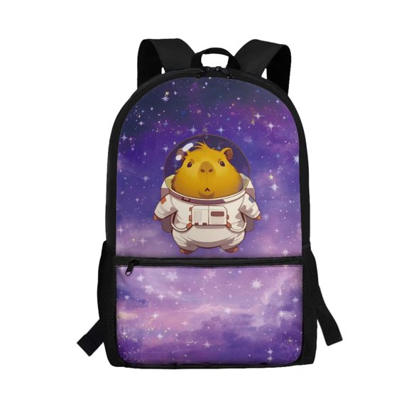 FUIALDOLG Galaxy Astronaut Capybara Backpack for Kids Boys Girls 17 Inch Preschool School Bag Personalized Toddler Backpack with Adjustable Shoulder Strap,Kindergarten Book Bag Youth Sports Daypack