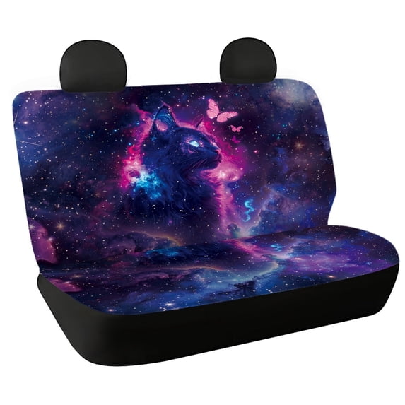 FUIALDOLG Galaxy Cat, Non-Slip Back Seat Protectors Set of 2, Waterproof All Weather Car Rear Bench Seat Cover for Auto Car Interior