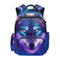 thumbnail image 1 of FUIALDOLG Galaxy Classic Wolf Print Multiple Zipper Pockets Shoulder Bookbag for School Sports, Multi-Pocket Padded Shoulder Straps 600D Polyester School Backpack, 1 of 10