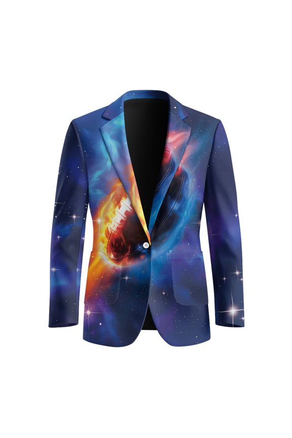 Galaxy Football Custom Name Polyester Men's Blazer with Slim Fit, Pockets Regular Fit Mens Blazer Slim Fit One Button Front Suit Jacket for Business