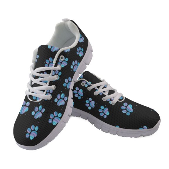 FUIALDOLG Galaxy Paw Print Running Outdoor Sneaker, Lace up Breathable Low Top Shoes for Jogging Gym Hunting Walking