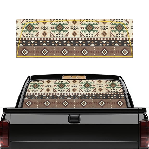 FUIALDOLG Geometric Stripe Perforated Vinyl Rear Window Decal, 66.9" x 22.4" Waterproof See through Sticker for Pickup Trucks, Cars, Universal Fit for Most Models