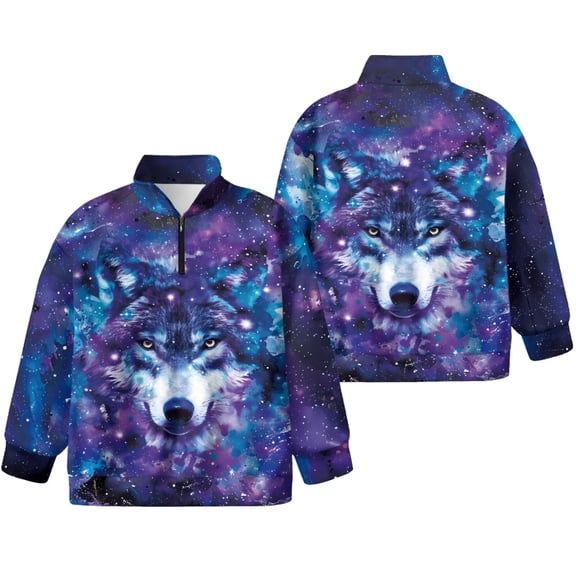 FUIALDOLG Girl Hoodie Fashion Hoodie Sweatshirts Galaxy Wolf Sweatshirt Youth Kids Long Sleeve Pullover Tops Warm Athletic Tops，7-8Years