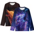 thumbnail image 1 of FUIALDOLG Girls Long Sleeve Tees 2 Pack Roar Wolf Lightning Kids Soft T-Shirts Kids Basic Round Neck T-Shirts Top for Teen Youth Girls, 5-6 T, 1 of 6