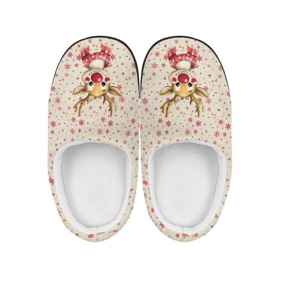 FUIALDOLG Girls Slippers House Shoes for Little Kids Cute with Elk Design Plush Indoor Slippers Non-Slip