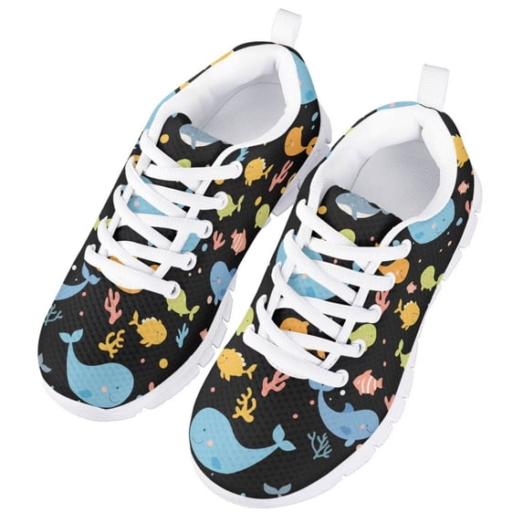 FUIALDOLG Girls and Boys Party Shoes Kids Sneakers Tennis Running Shoes Lace-up Lightweight Breathable Walking Shoes