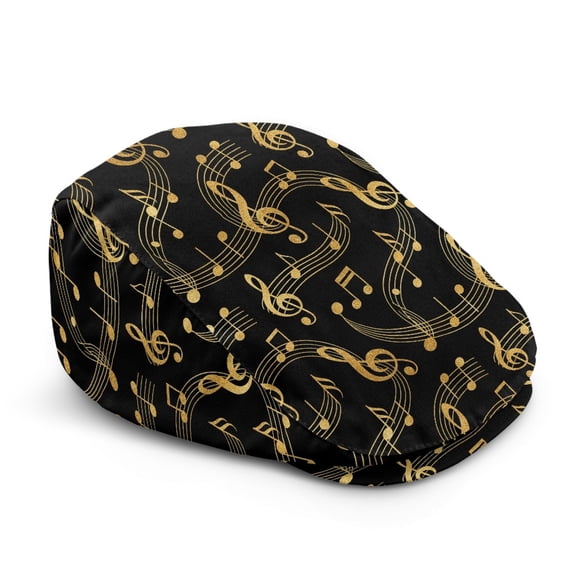 FUIALDOLG Glittery Musical Notes Pattern Polyester Beret Hat with Lightweight, Adjustable All-Match Flat Cap for Outdoor Picnic Walking