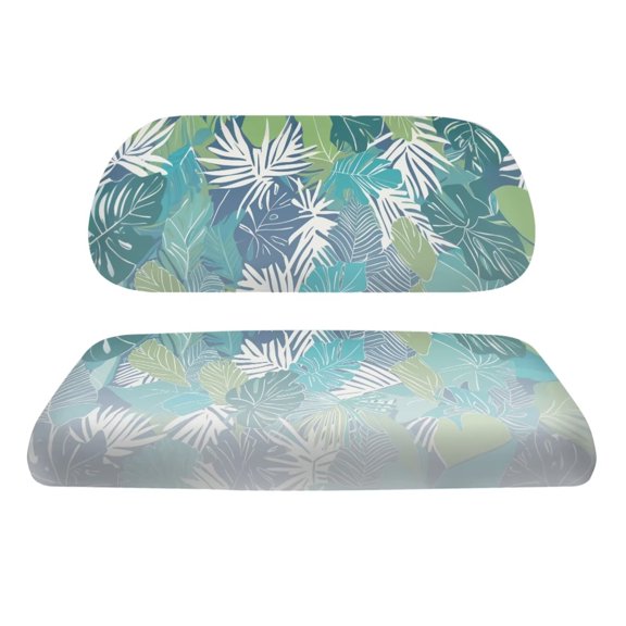 FUIALDOLG Golf Cart Seat Covers for Club Car Front and Rear Seat Cushion, Tropical Palm Leaves Universal Fit for Women Men Ezgo Golf Cart Accessories, Breathable & Easy to Clean