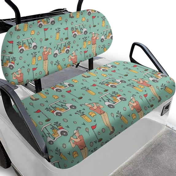 FUIALDOLG Golf Cart Seat Covers Universal Fit for Club Car Precedent Ordinary Seat Cushion, Cartoon Print Fashion Golf Cart Decorations Soft and Comfortable, Breathable & Easy to Clean