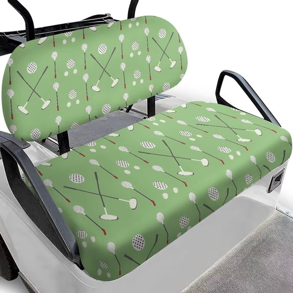 FUIALDOLG Golf Clubs Print Golf Cart Seat Covers and Backrest Cover, Universal Club Car Seat Covers for Ezgo Seats Golfcarts, Breathable Bench Cushion Cover