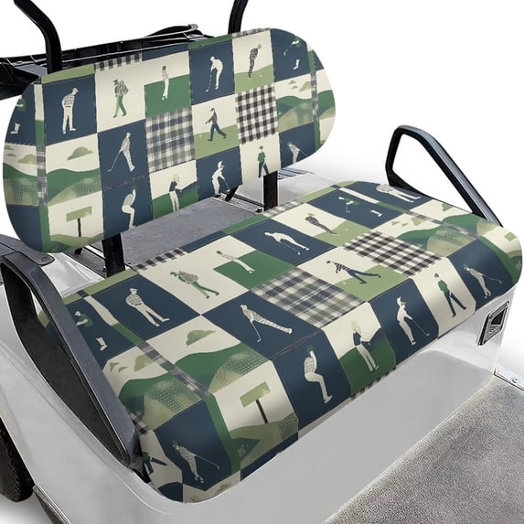 FUIALDOLG Golf Lovers Golf Cart Seat Covers Universal Fit for Club Car Precedent Golfcart Seats, Washable Front and Back Seat Cushion Cover, No Stapler Required