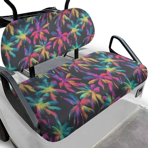 FUIALDOLG Golf Seat Covers for Cart Universal Fit Club Car Precedent Color Tropical Palm Trees Print Breathable Golf Cart Bench Seat Covers Washable Fashion Accessories