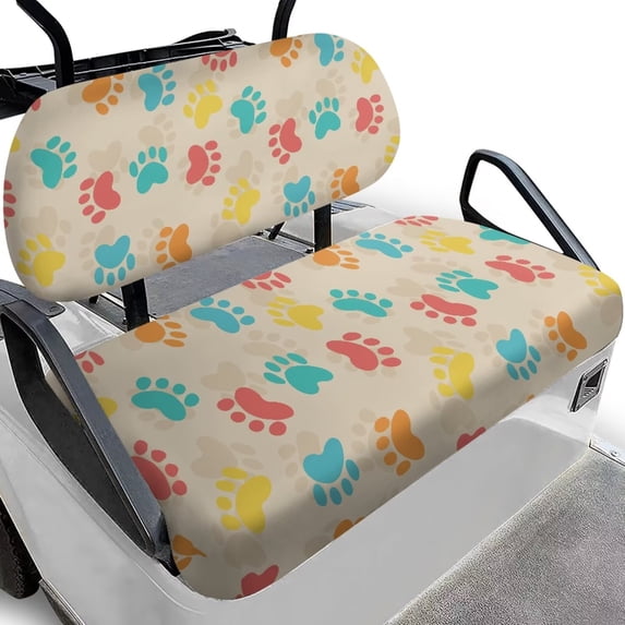 FUIALDOLG Golf Seat Covers for Cart Universal Fit Club Car Precedent Cute Color Paws Print Breathable Golf Cart Bench Seat Covers Washable Fashion Accessories