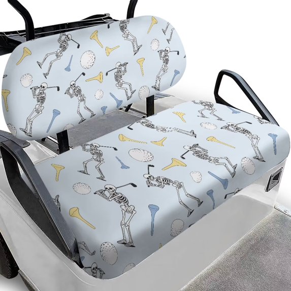 FUIALDOLG Golf Seat Covers for Cart Universal Fit Club Car Precedent Skeleton Golfers Print Breathable Golf Cart Bench Seat Covers Washable Fashion Accessories