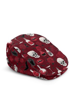 Gothic Skull Rose Print Polyester Beret Hat with Wrinkle-Resistant, Durable Adjustable Newsboy Forward Cap for Driving Summer Travel