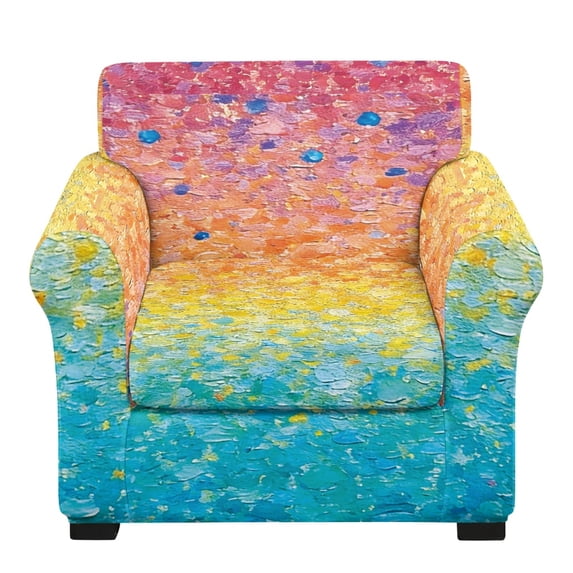 FUIALDOLG Gradient Impasto Oil Art 2 Pcs Stretchable Armchair Slipcover, Super Soft Brushed Elastane Furniture Protector for Living Room and Bedroom