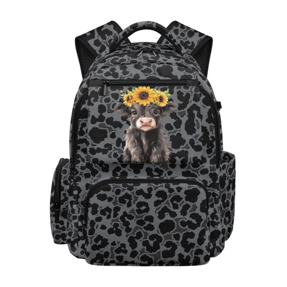 FUIALDOLG Gray Leopard Print Large Capacity Daypack with Lightweight Ultra-Soft School Backpack, Padded Shoulder Straps 17 pollici Bookbag for Travel Middle School