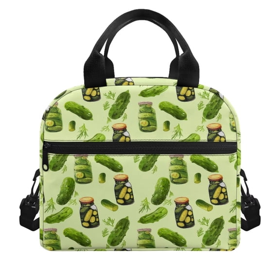 FUIALDOLG Green Pickles Lunch Bag,Insulated Lunch Box,Lightweight Lunch Bag for School Office,Reusable Lunch Box Tote Bag for Women Kids