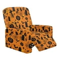 thumbnail image 1 of FUIALDOLG Halloween Pumpkin Tombstone Universal Fit Stretch Recliner Covers Halloween Decor 4-Pcs Stay in Place Elastic Edges with Side Storage Pocket Machine Washable Sofa Protector, 1 of 7