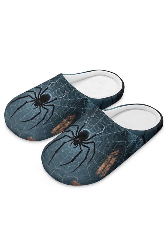 Halloween Slippers for Women Memory Foam House Bedroom Spider Print Closed Toe Indoor Slipper Shoes Comfy Trendy Gift Slippers, Size 10.5-11.5