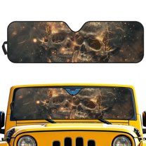FUIALDOLG Hell Skull Windshield Sun Shade for Car Off-road Vehicle Auto SUV Truck Foldable Front Window Sunshade Sun Visor Protector Block UV Rays Reflect Heat, 52.95" x 16.14"