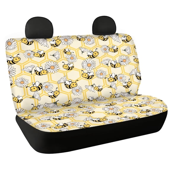 FUIALDOLG Honeycomb Pattern Design Rear Bench Seat Cover with Car SUV, Stretch Non-Slip Car Seat Covers(2 Pack)