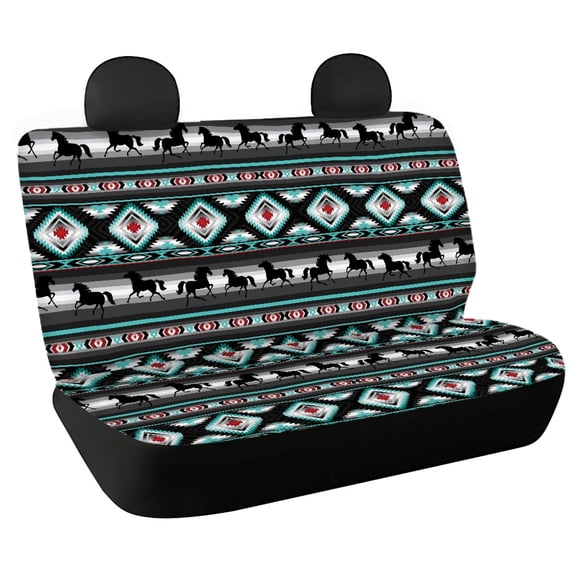 FUIALDOLG Horse Geometric Rear Bench Seat Covers for SUV, 2 Piece Non-Slip Car Rear Seat Covers Durable Waterproof Back Seat Covers for Dogs and Kids